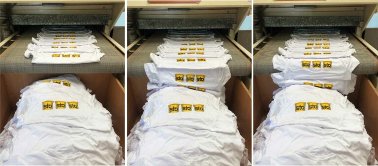 bedruckte T-Shirts kommen aus dem Trockenofen